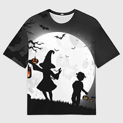 Мужская футболка оверсайз Дети на ночной прогулке