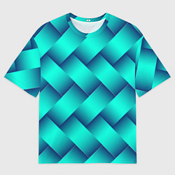 Мужская футболка оверсайз Бирюзовое переплетение
