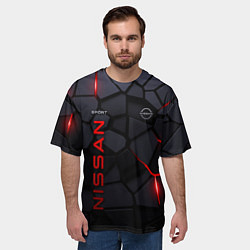 Футболка оверсайз мужская Nissan - плиты с эффектом свечения, цвет: 3D-принт — фото 2