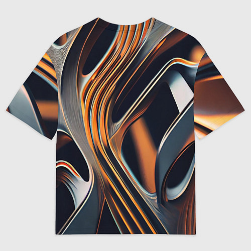 Мужская футболка оверсайз Слияние красок оранжевого и чёрного абстракция / 3D-принт – фото 2