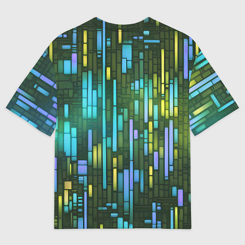 Мужская футболка оверсайз Неоновые полосы синие / 3D-принт – фото 2