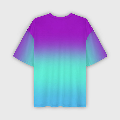 Мужская футболка оверсайз Фиолетовый бирюзовый голубой неоновый градиент / 3D-принт – фото 2