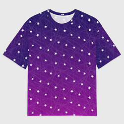 Футболка оверсайз мужская Звёзды на сиреневом, цвет: 3D-принт
