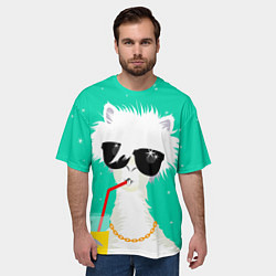 Футболка оверсайз мужская Лама - альпака на чиле, цвет: 3D-принт — фото 2