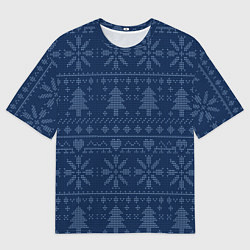 Мужская футболка оверсайз Зимние узоры в скандинавском стиле
