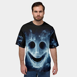 Футболка оверсайз мужская Хэллоуин - улыбка привидения, цвет: 3D-принт — фото 2