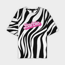 Мужская футболка оверсайз Ретро Барби - паттерн полосок зебры