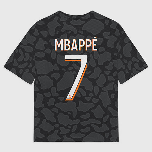 Мужская футболка оверсайз Килиан Мбаппе форма ПСЖ 23-24 третья / 3D-принт – фото 2