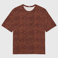 Мужская футболка оверсайз Красно-коричневый имитация меха