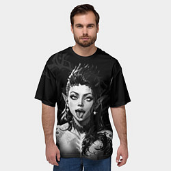 Футболка оверсайз мужская Карлах ахегао - Baldurs gate 3, цвет: 3D-принт — фото 2