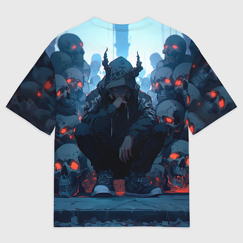 Мужская футболка оверсайз Демон и черепа / 3D-принт – фото 2