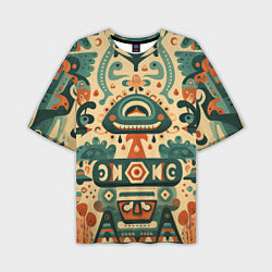 Мужская футболка оверсайз Абстрактный узор в мексиканском фолк-арт стиле