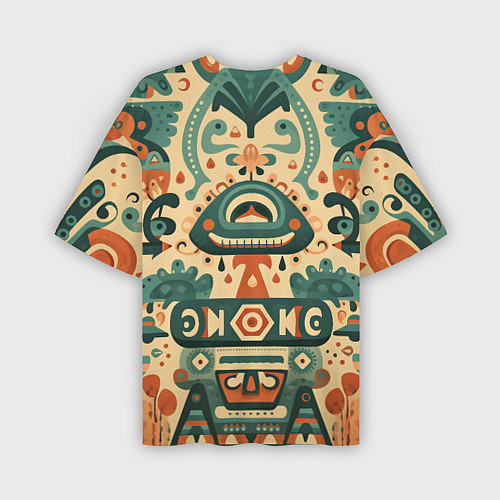 Мужская футболка оверсайз Абстрактный узор в мексиканском фолк-арт стиле / 3D-принт – фото 2
