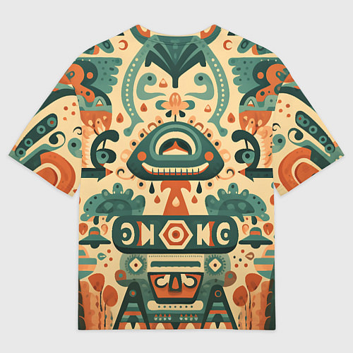 Мужская футболка оверсайз Абстрактный узор в мексиканском фолк-арт стиле / 3D-принт – фото 2