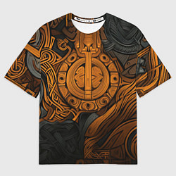 Футболка оверсайз мужская Узор в скандинавском фолк-арт стиле, цвет: 3D-принт