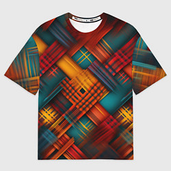 Футболка оверсайз мужская Разноцветная клетка в шотландском стиле, цвет: 3D-принт