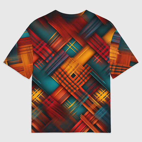 Мужская футболка оверсайз Разноцветная клетка в шотландском стиле / 3D-принт – фото 2
