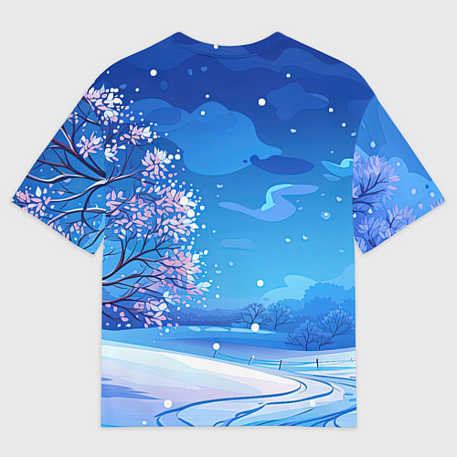 Мужская футболка оверсайз С новым годом новогодняя сакура / 3D-принт – фото 2