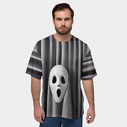 Футболка оверсайз мужская Маска призрака и серые шторы, цвет: 3D-принт — фото 2