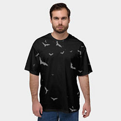 Футболка оверсайз мужская Летучие мыши на черном небе, цвет: 3D-принт — фото 2
