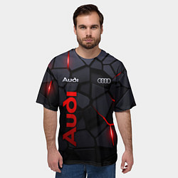 Футболка оверсайз мужская Audi - плиты с эффектом свечения, цвет: 3D-принт — фото 2