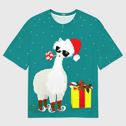 Мужская футболка оверсайз Лама - альпака с подарком