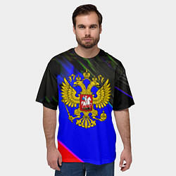 Футболка оверсайз мужская Герб РФ патриотический стиль, цвет: 3D-принт — фото 2
