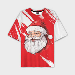Мужская футболка оверсайз Санта в шапке