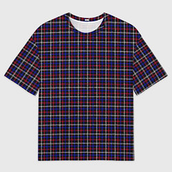 Мужская футболка оверсайз Клетчатый-полосатый тёмно-синий
