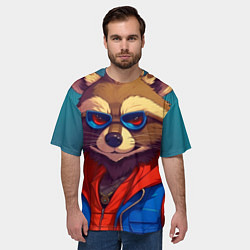 Футболка оверсайз мужская Енот от ai, цвет: 3D-принт — фото 2