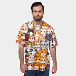 Футболка оверсайз мужская Очень много котиков, цвет: 3D-принт — фото 2