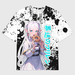 Мужская футболка оверсайз Фрирен - поедает пончик