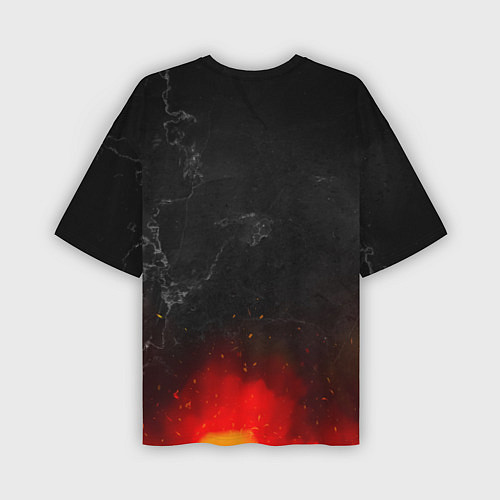Мужская футболка оверсайз Антон в стиле металлика - огонь и искры / 3D-принт – фото 2