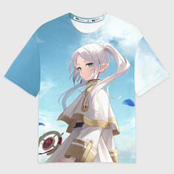 Мужская футболка оверсайз Фрирен и небо - эльфийка