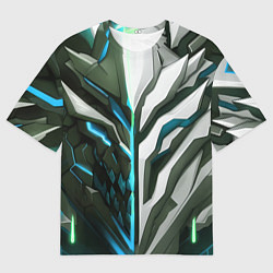 Футболка оверсайз мужская Броня адская и райская синяя, цвет: 3D-принт