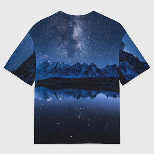 Мужская футболка оверсайз Галактическая зимняя ночь в горах / 3D-принт – фото 2