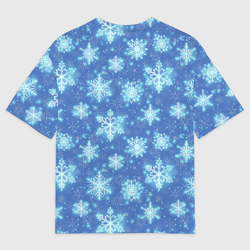 Мужская футболка оверсайз Pattern with bright snowflakes / 3D-принт – фото 2