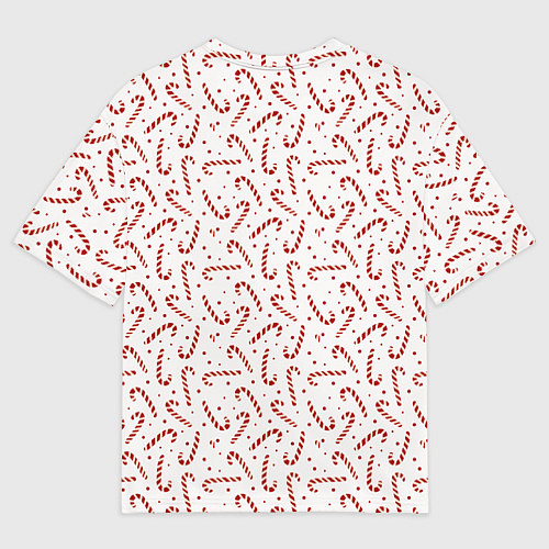 Мужская футболка оверсайз Caramel cane new years pattern / 3D-принт – фото 2