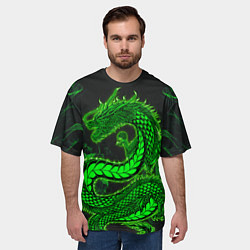 Футболка оверсайз мужская Зеленый дракон с эффектом свечения, цвет: 3D-принт — фото 2