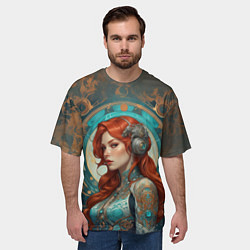 Футболка оверсайз мужская Рыжая воительница в броне, цвет: 3D-принт — фото 2