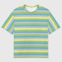 Мужская футболка оверсайз Серый и лимонный полосатый