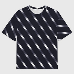 Мужская футболка оверсайз Чёрно-фиолетовый переливающиеся полосы