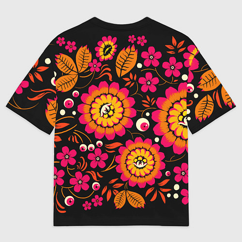 Мужская футболка оверсайз Хохлома параноидальная / 3D-принт – фото 2
