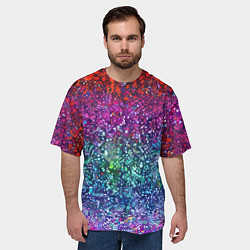 Футболка оверсайз мужская Разноцветные узоры красные синие и фиолетовые, цвет: 3D-принт — фото 2