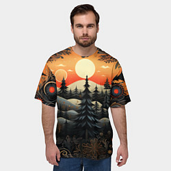 Футболка оверсайз мужская Зимний лес в ожидании праздника, цвет: 3D-принт — фото 2