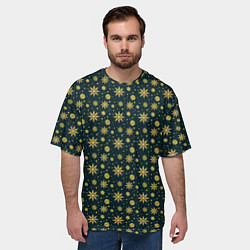 Футболка оверсайз мужская Декоративные снежинки с золотым блеском, цвет: 3D-принт — фото 2