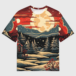 Футболка оверсайз мужская Зимнее настроение новогодний рисунок, цвет: 3D-принт