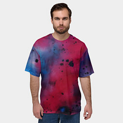 Футболка оверсайз мужская Акварельные брызги в розовом, цвет: 3D-принт — фото 2