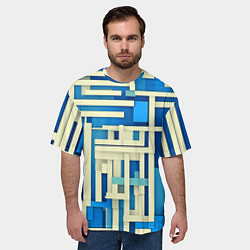 Футболка оверсайз мужская Полосы на синем фоне, цвет: 3D-принт — фото 2