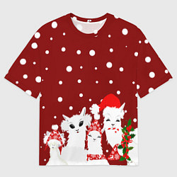 Мужская футболка оверсайз Семья ламы